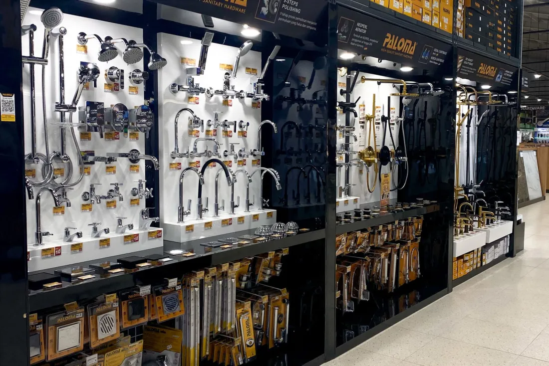 Specialty retail store interior with diverse product displays