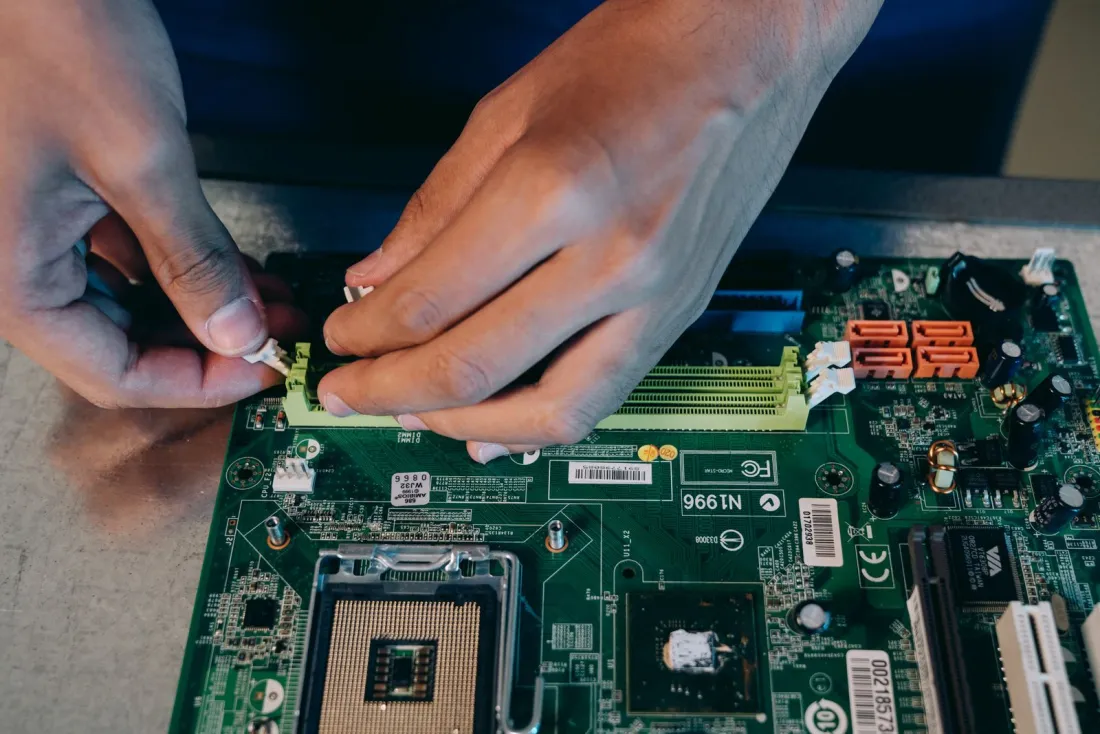 Hardware technician repairing POS equipment